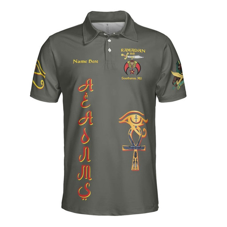 Custom Temple Name Nobles Mystic Shrine AEAONMS You've Been Warned 3D Men's Polo Shirt S-5XL