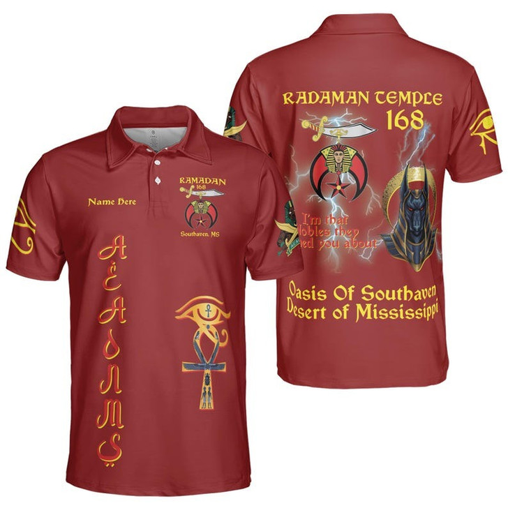 Custom Temple Name Nobles Mystic Shrine AEAONMS You've Been Warned 3D Men's Polo Shirt S-5XL