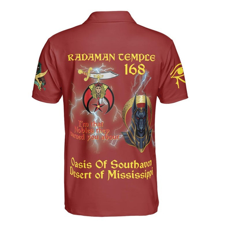 Custom Temple Name Nobles Mystic Shrine AEAONMS You've Been Warned 3D Men's Polo Shirt S-5XL