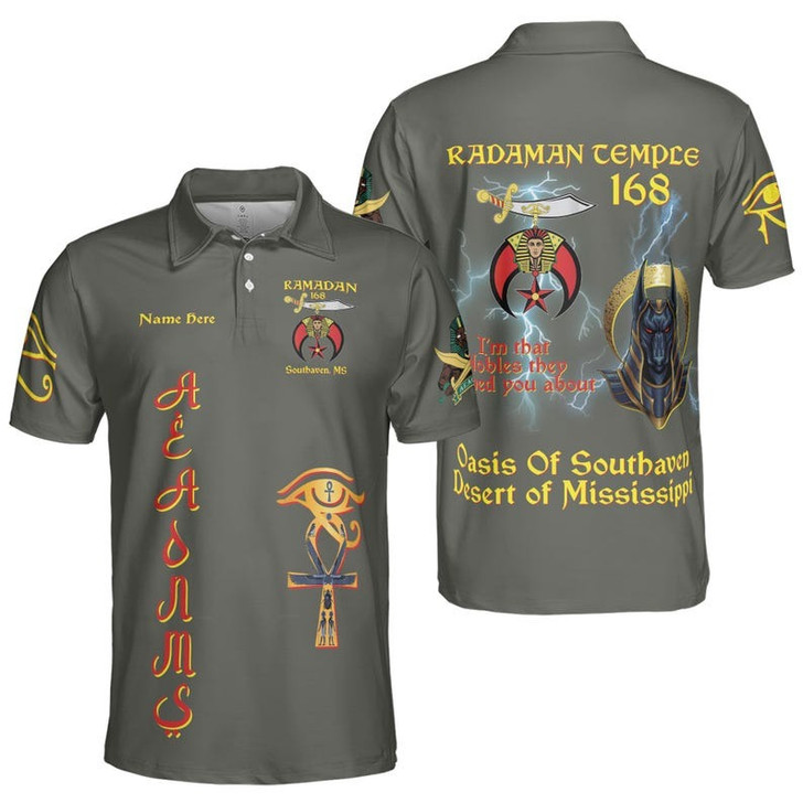 Custom Temple Name Nobles Mystic Shrine AEAONMS You've Been Warned 3D Men's Polo Shirt S-5XL