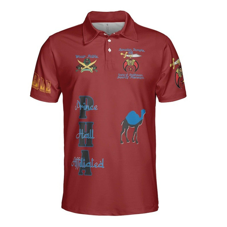 Custom Temple Name Nobles Mystic Shrine AEAONMS PHAraoh King of Desert Pyramids 3D Men's Polo Shirt S-5XL