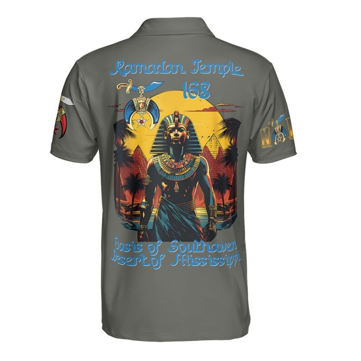Custom Temple Name Nobles Mystic Shrine AEAONMS PHAraoh King of Desert Pyramids 3D Men's Polo Shirt S-5XL