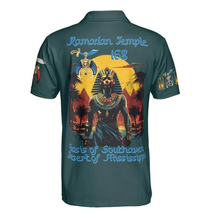 Custom Temple Name Nobles Mystic Shrine AEAONMS PHAraoh King of Desert Pyramids 3D Men's Polo Shirt S-5XL