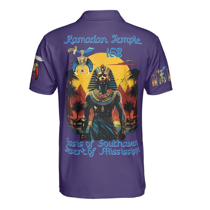 Custom Temple Name Nobles Mystic Shrine AEAONMS PHAraoh King of Desert Pyramids 3D Men's Polo Shirt S-5XL