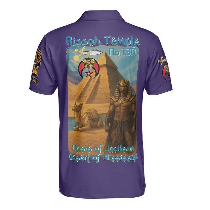 Custom Temple Name Nobles Mystic Shrine AEAONMS Pyramid and Camel Freemasonry 3D Men's Polo Shirt S-5XL