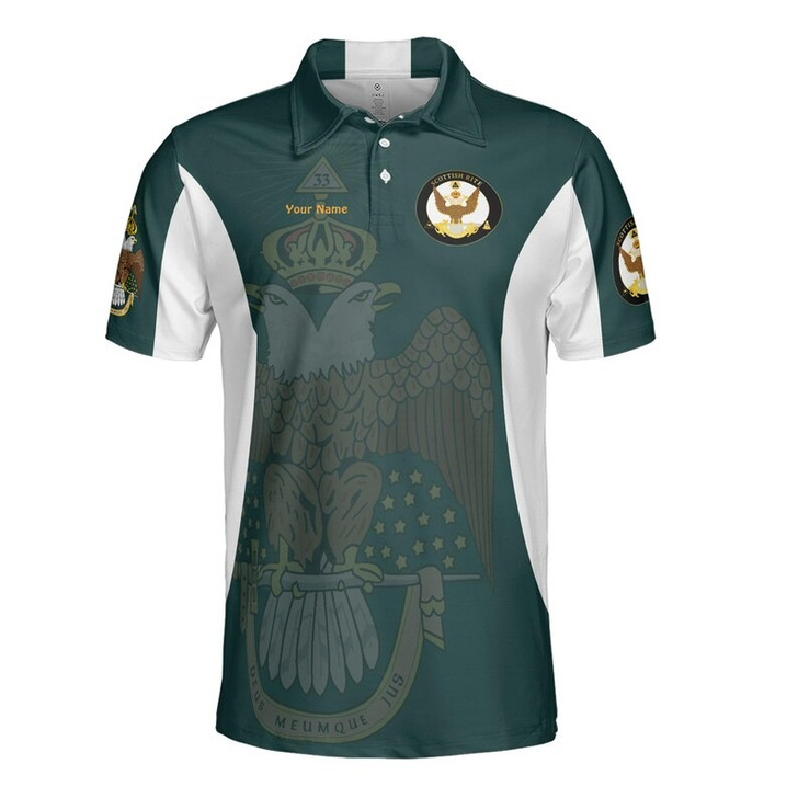 Custom Consistory Name, Number Scottish Rite Eagle Wings 33 Degree Salem Cross Freemasonry 3D Men's Polo Shirt S-5XL