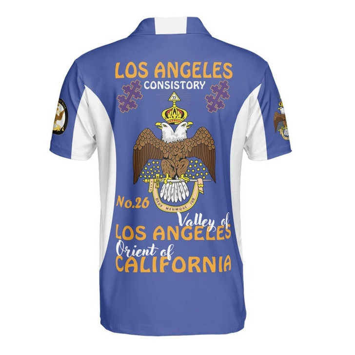 Custom Consistory Name, Number Scottish Rite Eagle Wings 33 Degree Salem Cross Freemasonry 3D Men's Polo Shirt S-5XL