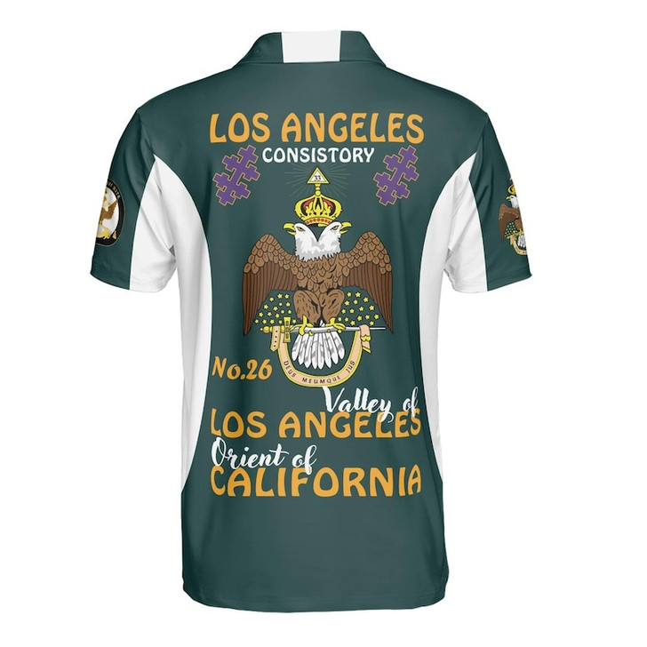 Custom Consistory Name, Number Scottish Rite Eagle Wings 33 Degree Salem Cross Freemasonry 3D Men's Polo Shirt S-5XL