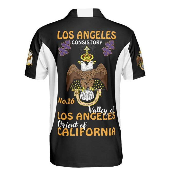 Custom Consistory Name, Number Scottish Rite Eagle Wings 33 Degree Salem Cross Freemasonry 3D Men's Polo Shirt S-5XL