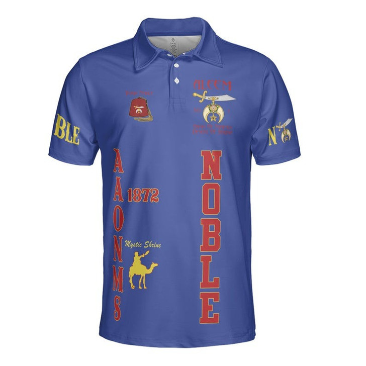 Custom Temple Name Nobles Mystic Shrine AEAONMS 1872 Freemasonry 3D Men's Polo Shirt S-5XL