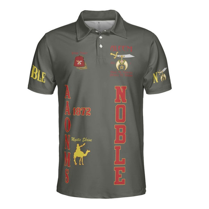 Custom Temple Name Nobles Mystic Shrine AEAONMS 1872 Freemasonry 3D Men's Polo Shirt S-5XL