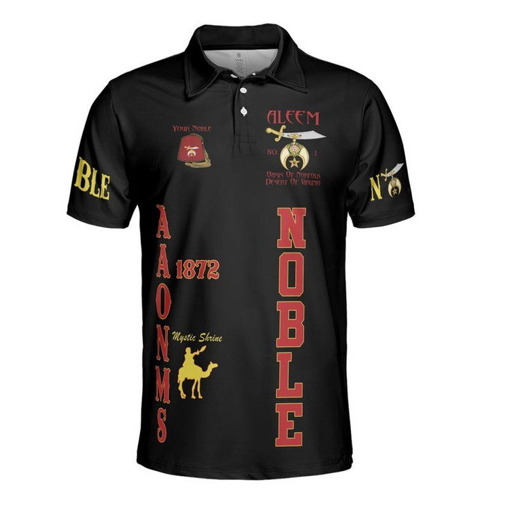 Custom Temple Name Nobles Mystic Shrine AEAONMS 1872 Freemasonry 3D Men's Polo Shirt S-5XL