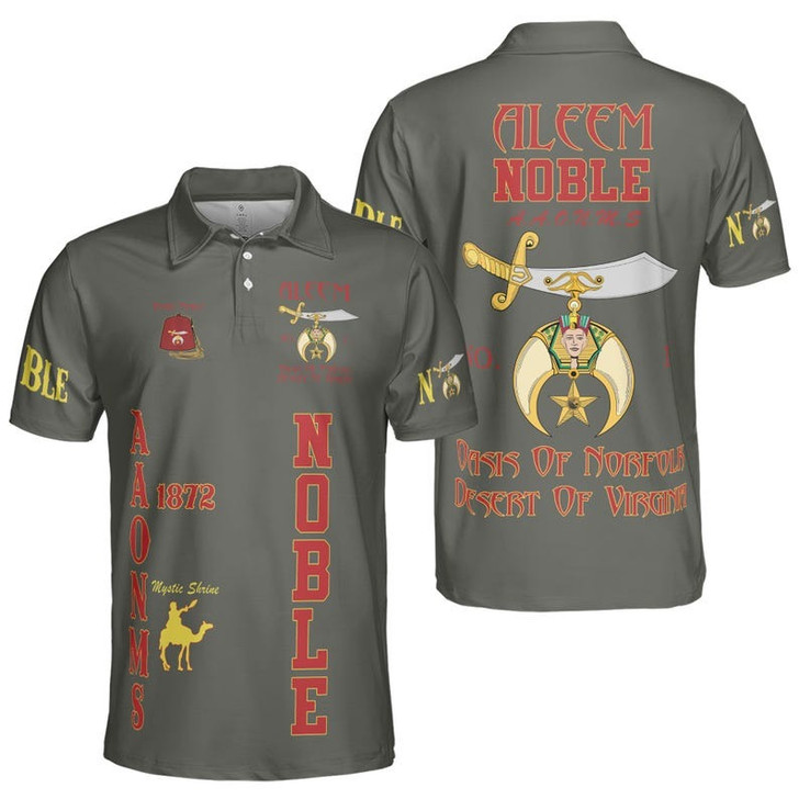 Custom Temple Name Nobles Mystic Shrine AEAONMS 1872 Freemasonry 3D Men's Polo Shirt S-5XL
