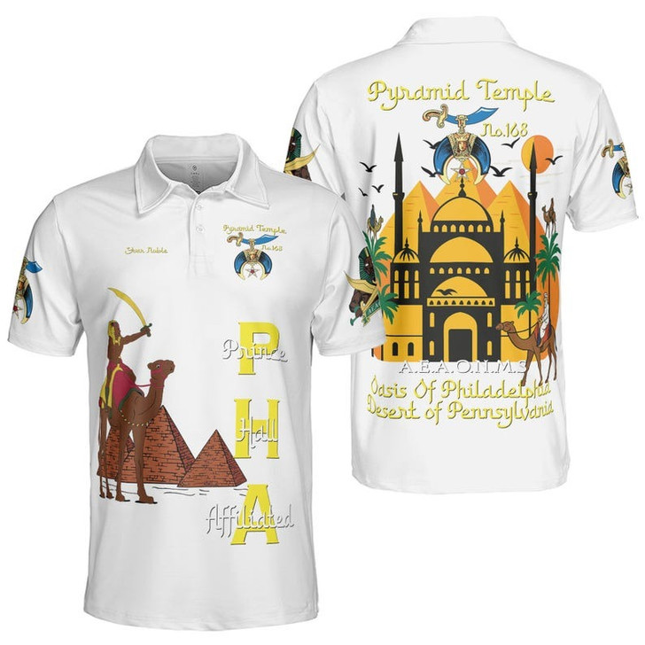 Custom Temple Name Nobles Mystic Shrine AEAONMS Temple Birds Freemasonry 3D Men's Polo Shirt S-5XL