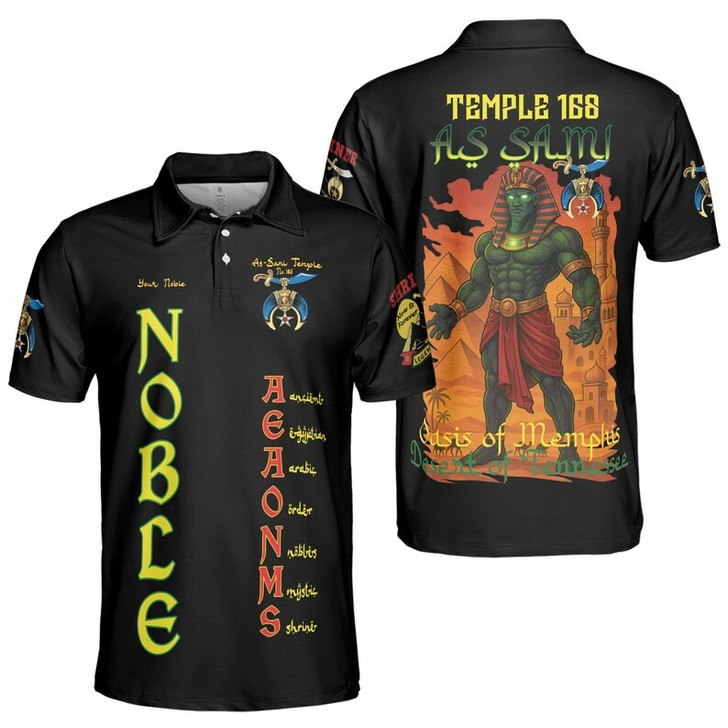 Custom Temple Name Nobles Mystic Shrine AEAONMS Pharaoh Pyramids Legendary Freemasonry 3D Men's Polo Shirt S-5XL