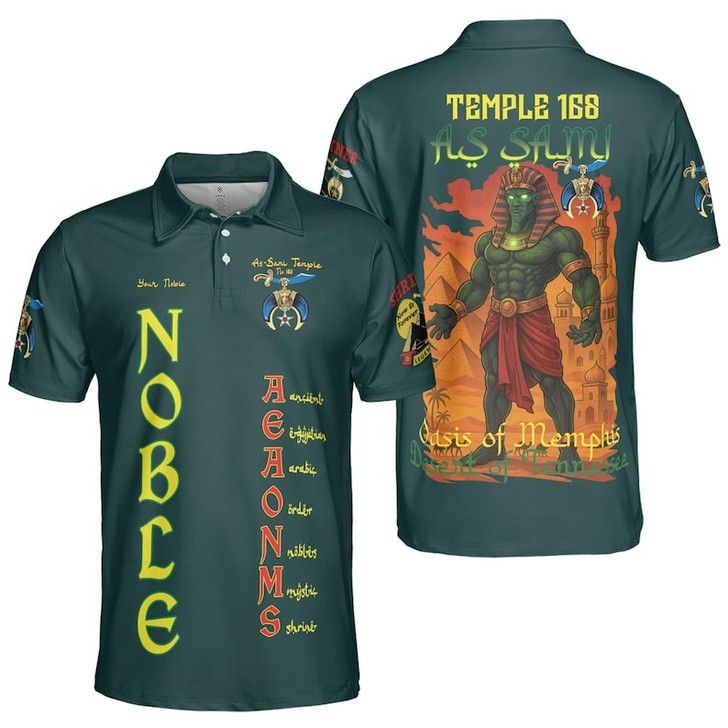 Custom Temple Name Nobles Mystic Shrine AEAONMS Pharaoh Pyramids Legendary Freemasonry 3D Men's Polo Shirt S-5XL