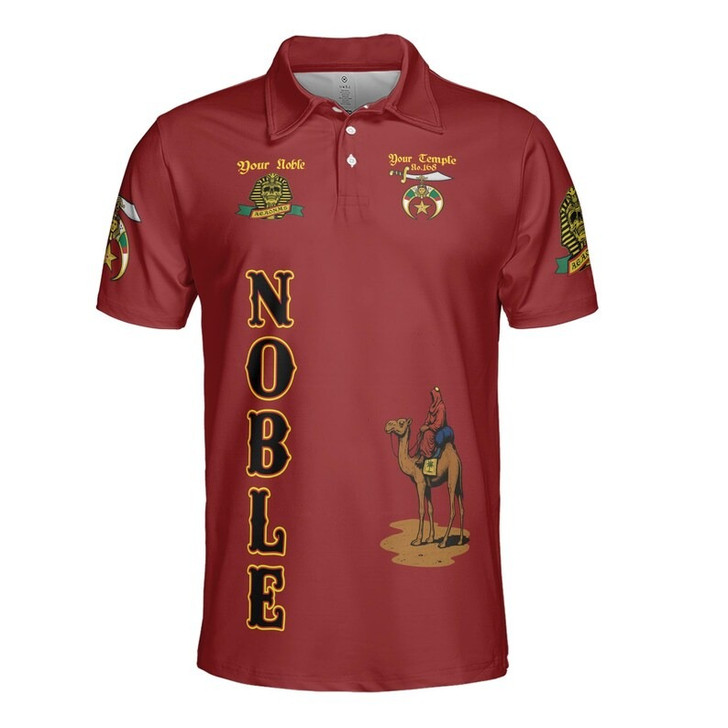 Custom Temple Name Nobles Mystic Shrine AEAONMS Ra And Anubis Nile Freemasonry 3D Men's Polo Shirt S-5XL
