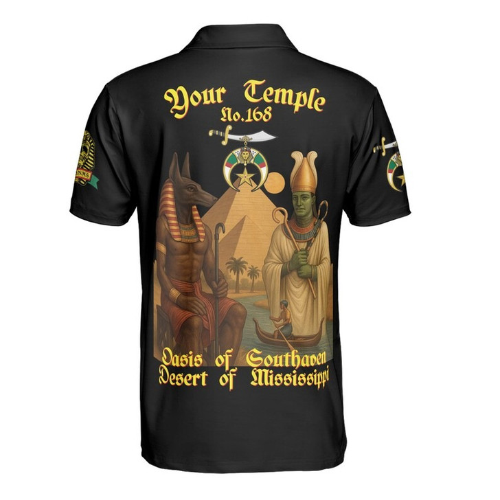Custom Temple Name Nobles Mystic Shrine AEAONMS Ra And Anubis Nile Freemasonry 3D Men's Polo Shirt S-5XL