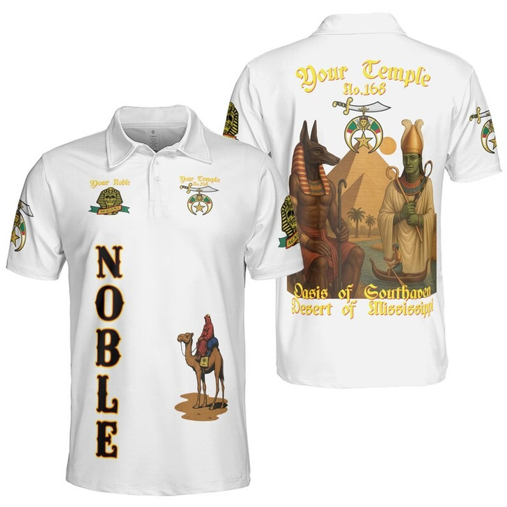 Custom Temple Name Nobles Mystic Shrine AEAONMS Ra And Anubis Nile Freemasonry 3D Men's Polo Shirt S-5XL