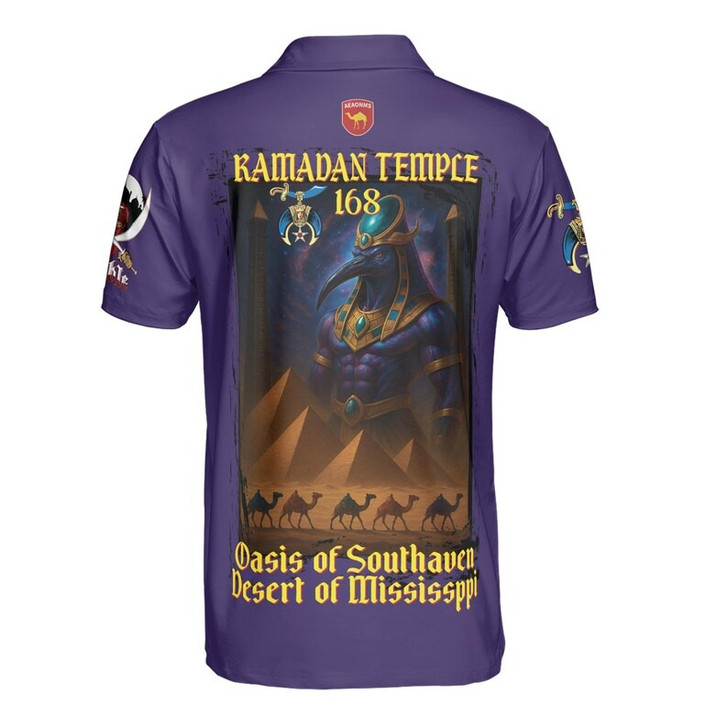 Custom Temple Name Nobles Mystic Shrine AEAONMS God of Wisom PHA Freemasonry 3D Men's Polo Shirt S-5XL