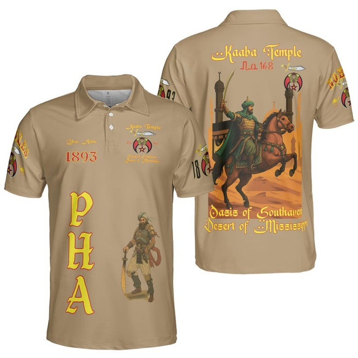 Custom Temple Name Nobles Mystic Shrine AEAONMS Kaaba Guardian PHA 1893 Freemasonry 3D Men's Polo Shirt S-5XL