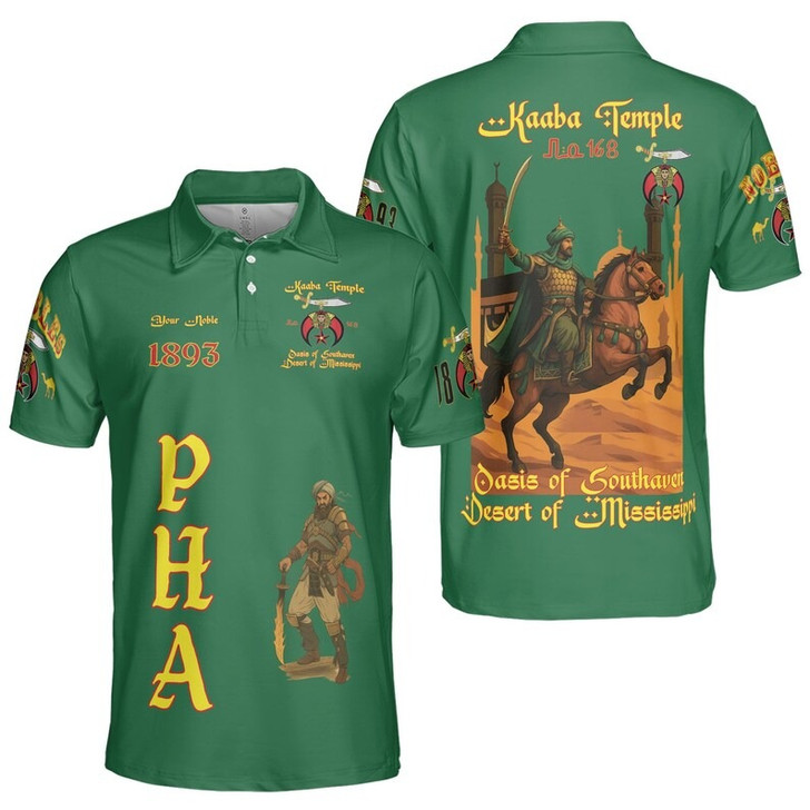 Custom Temple Name Nobles Mystic Shrine AEAONMS Kaaba Guardian PHA 1893 Freemasonry 3D Men's Polo Shirt S-5XL