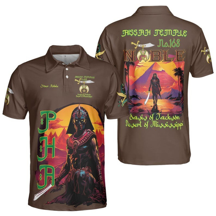 Custom Temple Name Nobles Mystic Shrine AEAONMS Sons Of The Desert Freemasonry 3D Men's Polo Shirt S-5XL