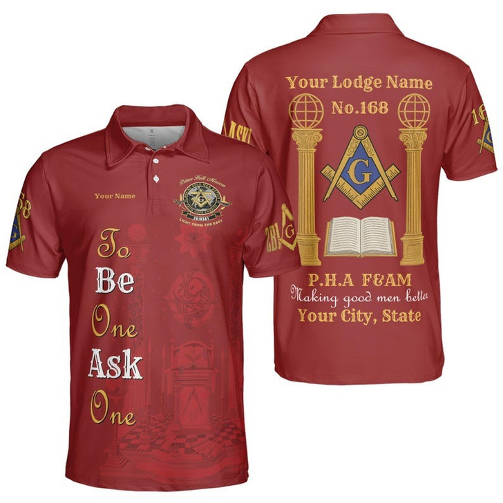 Personalized Lodge Name Freemasonry Prince Hall PHA F&AM To Be One Ask One 3D Men's Polo Shirt S-5XL