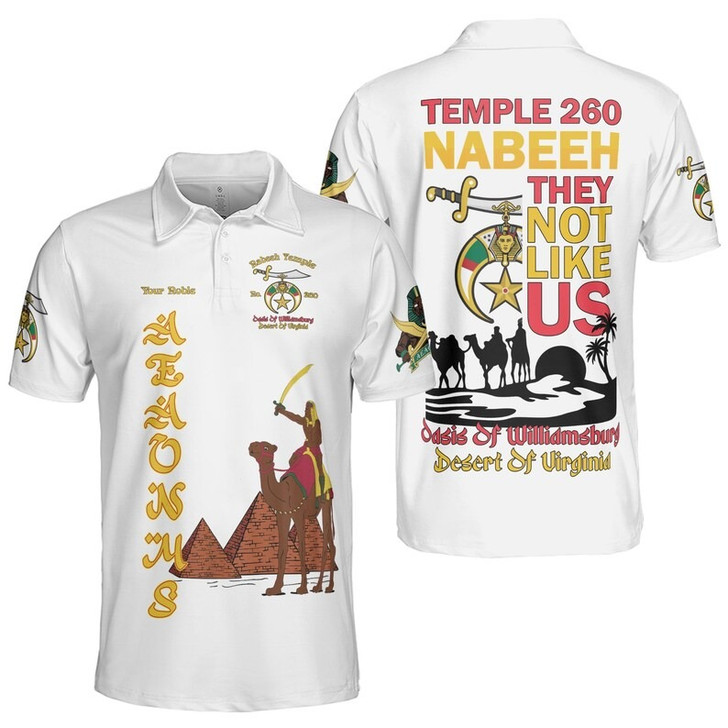 Custom Temple Name Nobles Mystic Shrine AEAONMS They Not Like Us Freemasonry 3D Men's Polo Shirt S-5XL