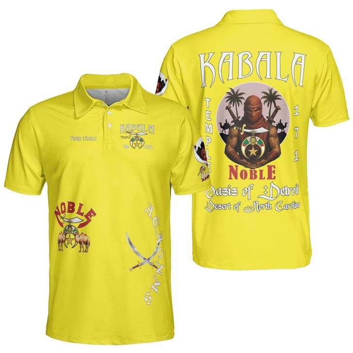 Custom Temple Name Nobles Mystic Shrine AEAONMS Desert Warrior Freemasonry 3D Men's Polo Shirt S-5XL