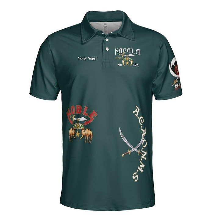 Custom Temple Name Nobles Mystic Shrine AEAONMS Desert Warrior Freemasonry 3D Men's Polo Shirt S-5XL