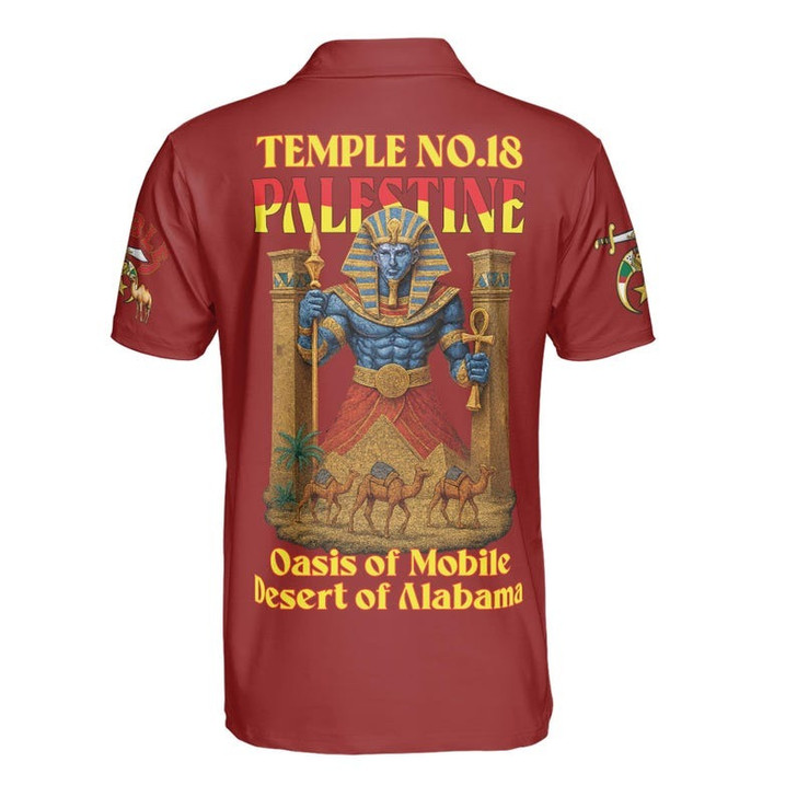 Custom Temple Name Nobles 1983 Mystic Shrine AEAONMS Pharaoh Warrior Freemasonry 3D Men's Polo Shirt S-5XL