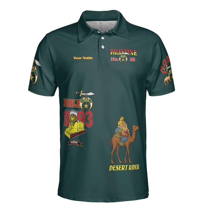 Custom Temple Name Nobles 1983 Mystic Shrine AEAONMS Pharaoh Warrior Freemasonry 3D Men's Polo Shirt S-5XL