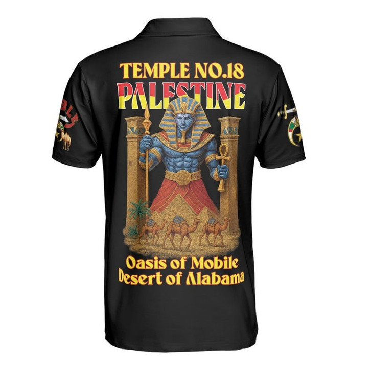 Custom Temple Name Nobles 1983 Mystic Shrine AEAONMS Pharaoh Warrior Freemasonry 3D Men's Polo Shirt S-5XL