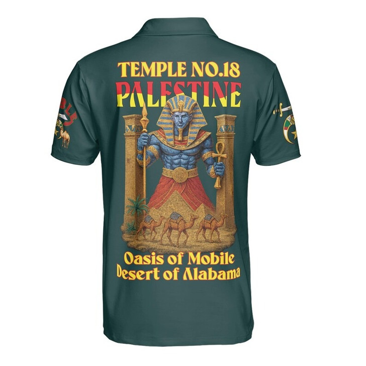 Custom Temple Name Nobles 1983 Mystic Shrine AEAONMS Pharaoh Warrior Freemasonry 3D Men's Polo Shirt S-5XL
