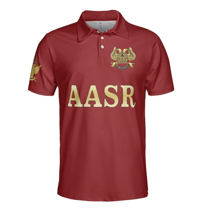 Custom Name, Number Scottish Rite Eagle Wings 33 Degree AASR PHA Freemasonry 3D Men's Polo Shirt S-5XL