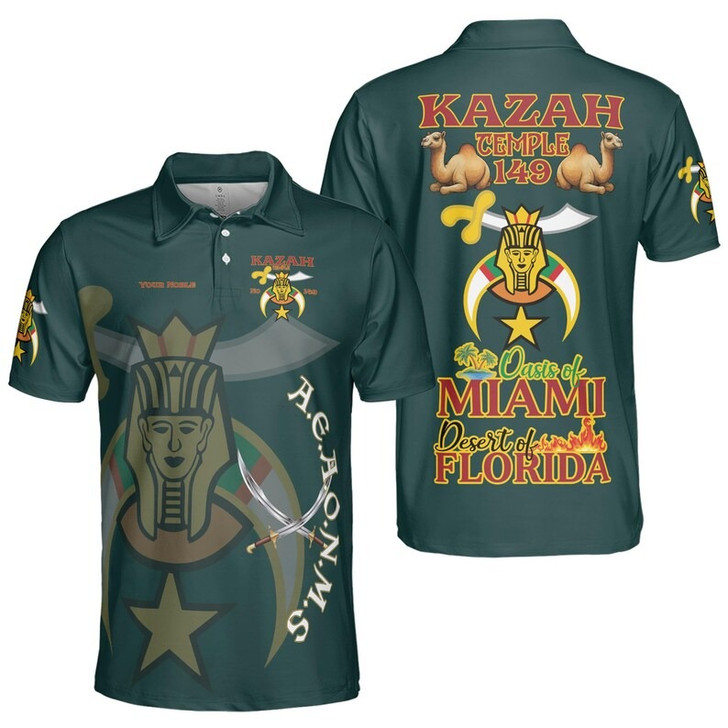 Personalized Temple Name NOBLE of the Mystic Shrine AEAONMS Freemasonry 3D Men's Polo Shirt S-5XL