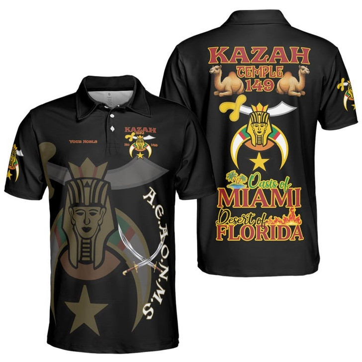Personalized Temple Name NOBLE of the Mystic Shrine AEAONMS Freemasonry 3D Men's Polo Shirt S-5XL