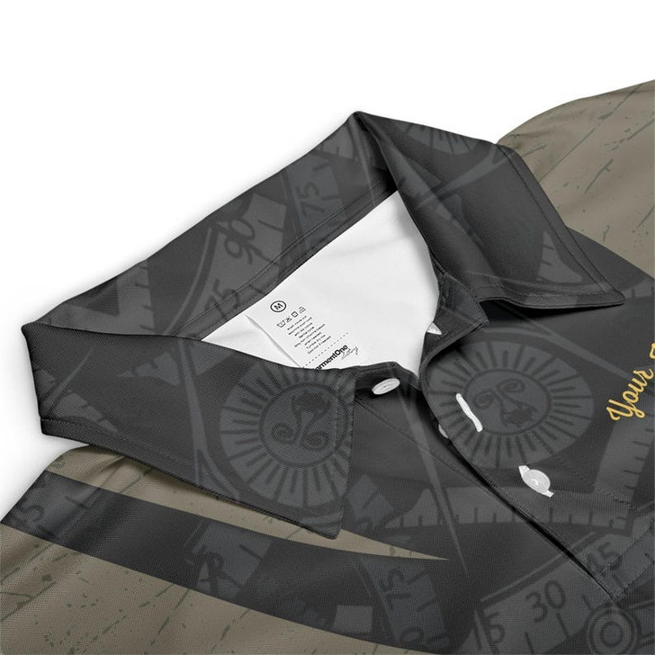 Personalized Name Past Master Emblem Square Compass F&AM PHA Freemason 3D Men's Polo Shirt S-5XL