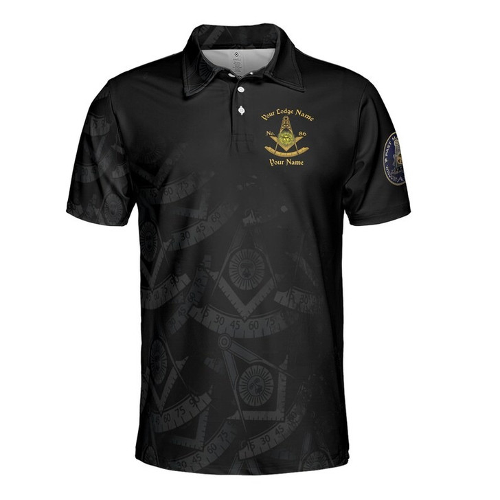 Personalized Name Past Master F&AM PHA Faith Hope Charity Freemason 3D Men's Polo Shirt S-5XL