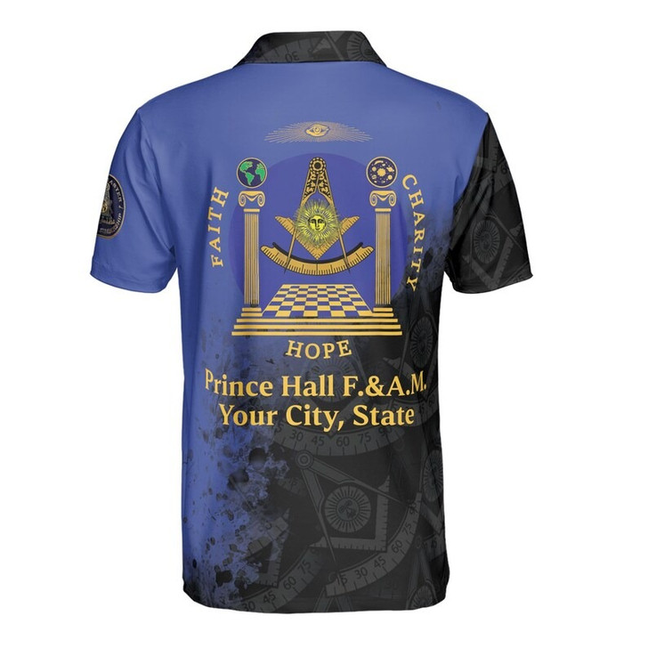 Personalized Name Past Master F&AM PHA Faith Hope Charity Freemason 3D Men's Polo Shirt S-5XL
