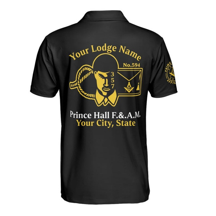 Personalized Name Prince Hall Affiliated F&AM PHA The Black Suits Freemason 3D Men's Polo Shirt S-5XL