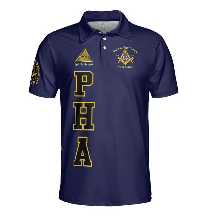 Personalized Name Prince Hall Affiliated F&AM PHA The Black Suits Freemason 3D Men's Polo Shirt S-5XL