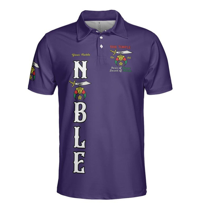 Custom Temple Name Nobles Mystic Shrine AEAONMS Known, Wise & Gallant Streng Fury 3D Men's Polo Shirt S-5XL