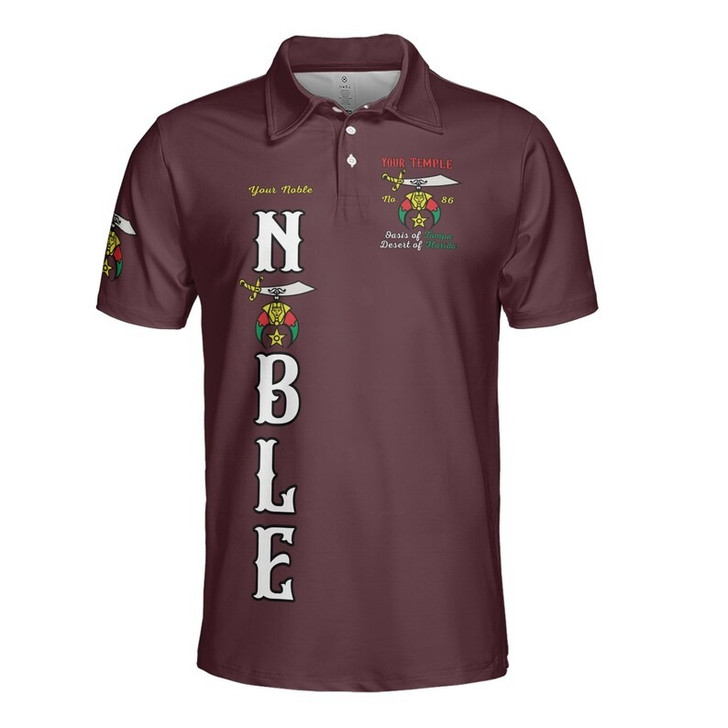 Custom Temple Name Nobles Mystic Shrine AEAONMS Known, Wise & Gallant Streng Fury 3D Men's Polo Shirt S-5XL