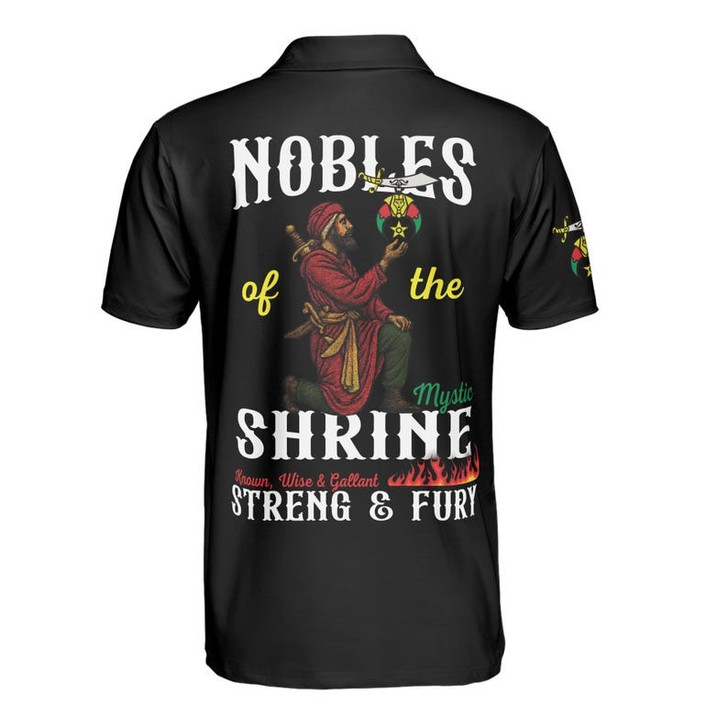 Custom Temple Name Nobles Mystic Shrine AEAONMS Known, Wise & Gallant Streng Fury 3D Men's Polo Shirt S-5XL