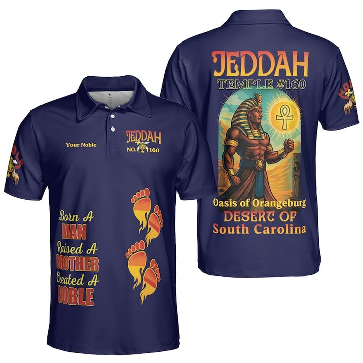 Personalized Name Nobles Mystic Shrine Pharaoh AEAONMS Born Man Created A Noble 3D Men's Polo Shirt S-5XL