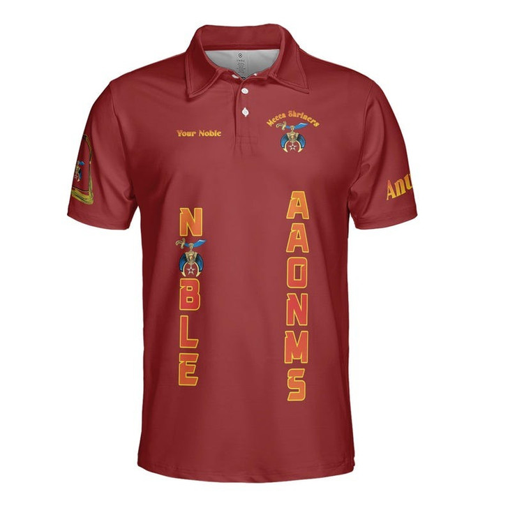 Personalized Temple Name Nobles Anubis of the Mystic Shrine AAONMS Freemason 3D Men's Polo Shirt S-5XL