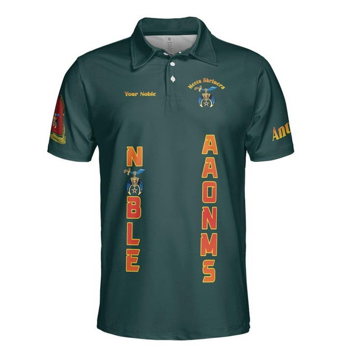 Personalized Temple Name Nobles Anubis of the Mystic Shrine AAONMS Freemason 3D Men's Polo Shirt S-5XL