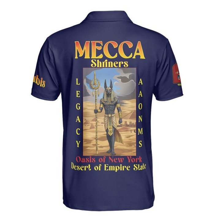 Personalized Temple Name Nobles Anubis of the Mystic Shrine AAONMS Freemason 3D Men's Polo Shirt S-5XL